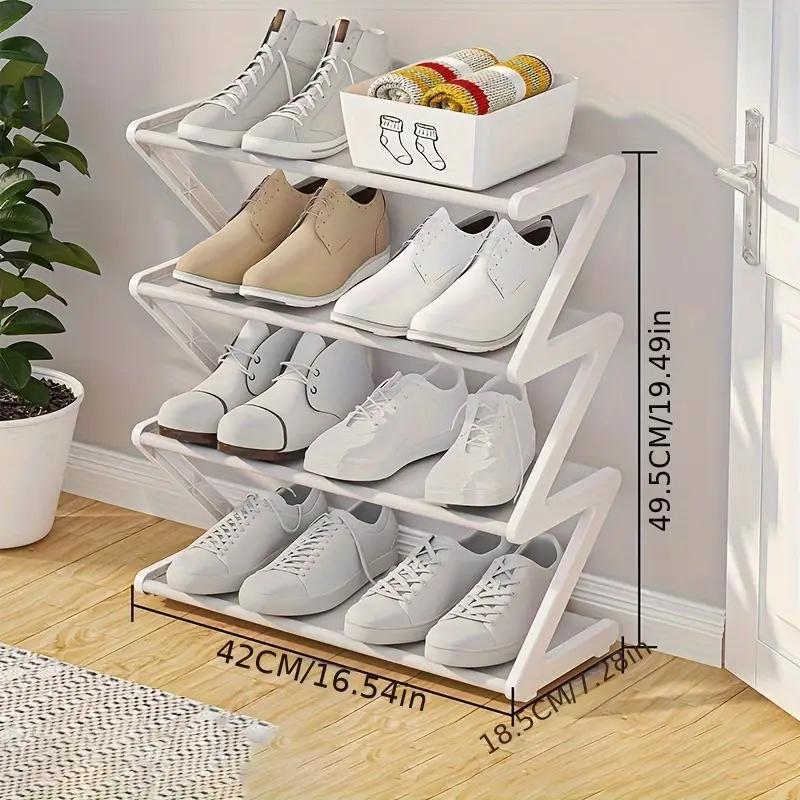 Z Shape Rack 4-Tier Z-Shaped Shoe Racks, Freestanding Multipurpose Storage Shelf for ...