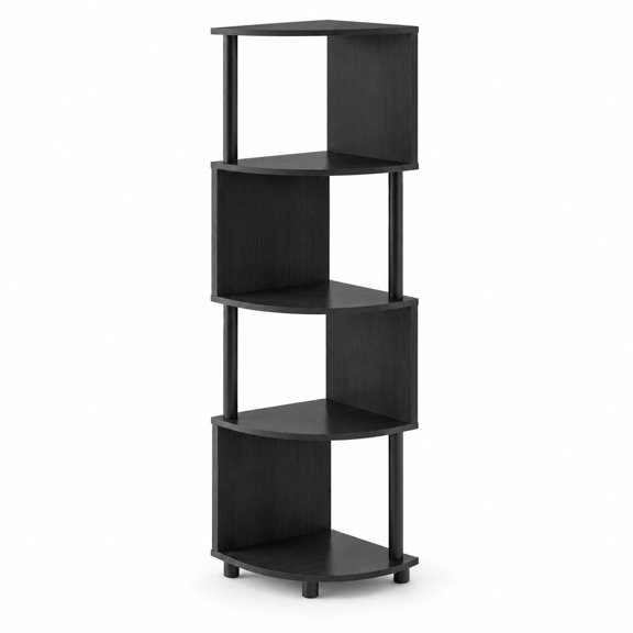 4-Tier Zigzag Corner Bookshelf, Storage Display Rack, Book Shelf for Home Office Living Room Organization and Storage, Espresso Finish