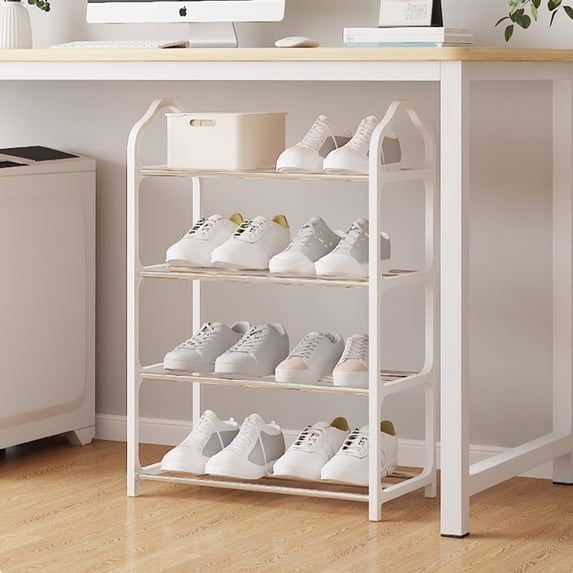 4-Tier stainless steel Shoe Rack, Small Shoe Organizer for Entryway & Closet, Free-Standing Shoe Storage Shelf, Space-Saving Shoe Rack Closet, 19.68x16.53x7.08in