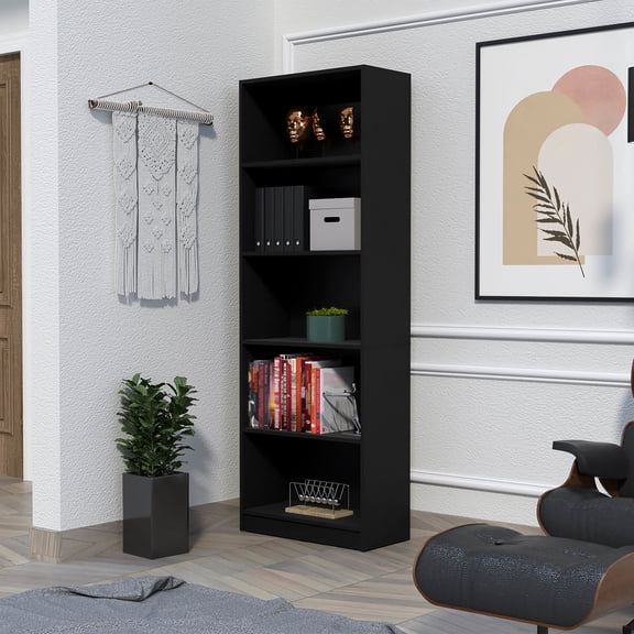4 Tiered Bookcase For Office In Black - Stylish & Practical Shelves Modern Storage