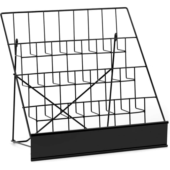 4-Tiered Metal Book Display Stand,18.4 x 16.6 x 14.5, Book Signing Wire Rack, Tabletop CD Display Magazine Rack