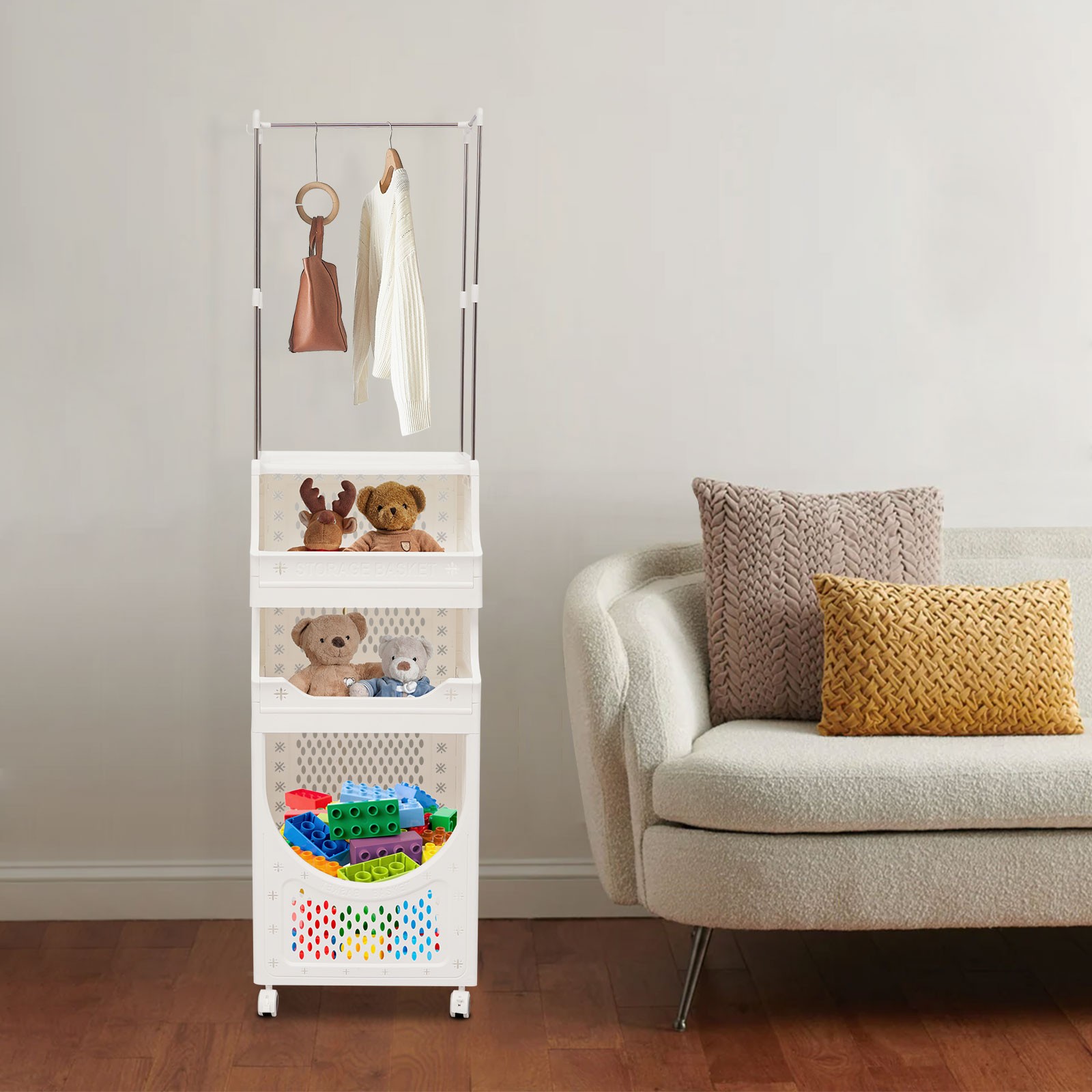 4 Tiers 30*40*157cm Laundry Basket Laundry Hamper Cart Dirty Clothes Hamper for Bathrooms, Laundry Rooms