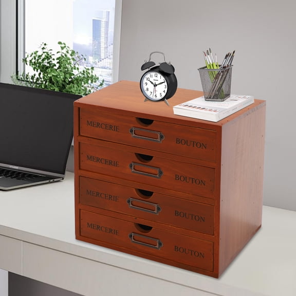 4 Tiers Brown Tabletop Desktop Storage Cabinet Antique Desktop Organizer Living Rooms Bedrooms Study Rooms Offices