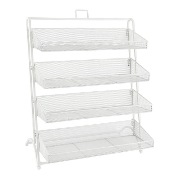 4 Tiers Candy Display Rack Retail Store Shelving Snack Storage Organizer White
