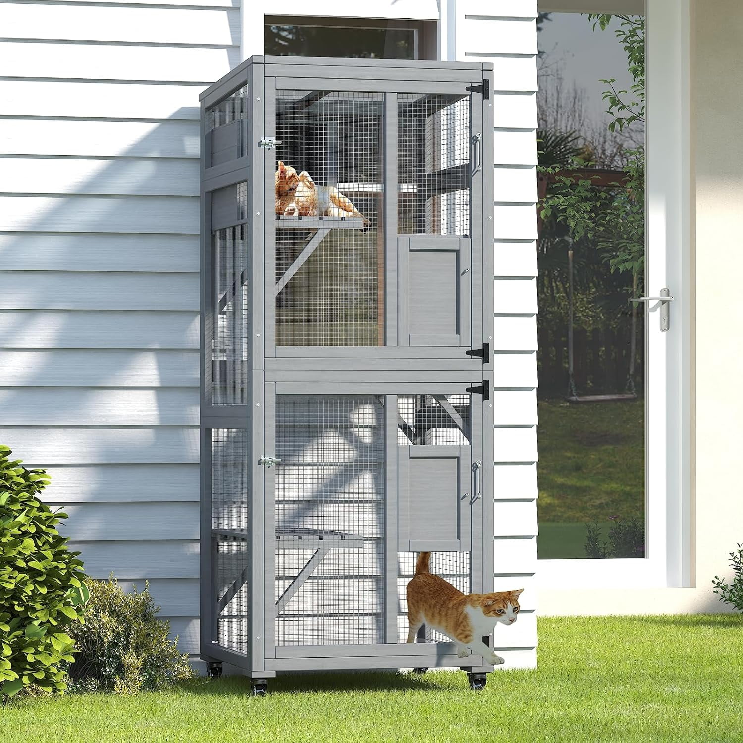 4 Tiers Cat Catio Outdoor Cat Enclosure, Cat House Outdoor Catio with