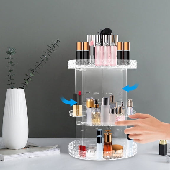 4-Tiers Cosmetic Spinning Holder Large Capacity Makeup Storage Rack Adjustable Height