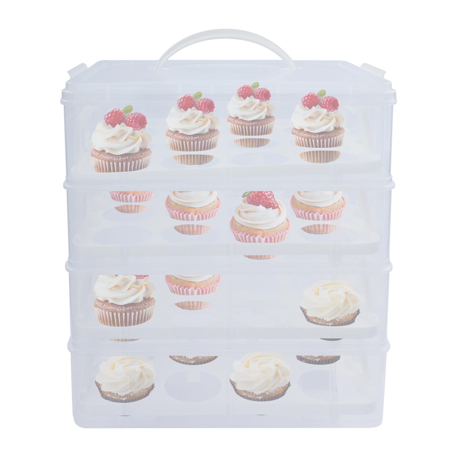 4-Tiers Cupcake Carrier, Cupcake Holder, Cupcake and Brownie Storage ...