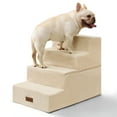 thumbnail image 1 of Dog Stairs for Bed 18.5" H, 4-Step Dog Steps for Small Dogs and Cats, Indoor Non-slip Balanced Pet Stairs are suitable for Puppy, Beige, 1 of 7