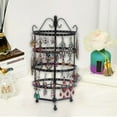 thumbnail image 1 of 4 Tiers Earring Holders Organizer Rotating Jewelry Display Stands Necklace Storage Racks Metal Earring Tree Stand Home Decor, 1 of 6