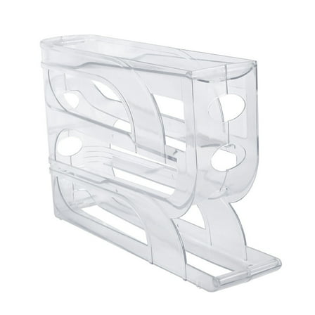 4 Tiers Egg Dispenser, Yoaney Refrigerator Egg Rack Automatic Rolling Egg Organizer 30 Egg Dispenser Space Saving Refrigerator Storage Stand, Clear