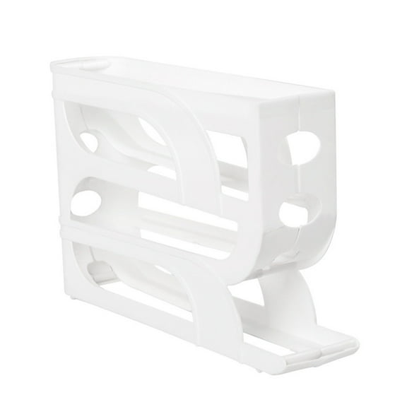 4 Tiers Egg Dispenser, Yoaney Refrigerator Egg Rack Automatic Rolling Egg Organizer 30 Egg Dispenser Space Saving Refrigerator Storage Stand, White