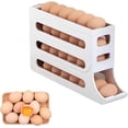 thumbnail image 1 of 4 Tiers Egg Holder for Fridge, Auto Rolling Egg Rack Holder, Large Capacity Egg Organizer, Holds 30 Eggs, Space-Saving Egg Holder Rack for Refrigerator Kichen Cabinet (Gray), 1 of 5