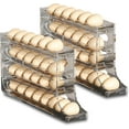 thumbnail image 1 of 4 Tiers Egg Holder for Fridge - Auto Rolling Fridge Egg Organizer, Egg Dispenser for Refrigerator, Large Capacity Stores 30 Eggs - Space-Saving (White-1 pc), 1 of 5