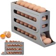 thumbnail image 1 of 4 Tiers Egg Holder For Fridge Auto Rolling Fridge Egg Organizer,Egg Dispenser For Refrigerator Space-Saving Egg Holder Egg Storage For Refrigerator Large Capacity Eggs Dispenser (Grey), 1 of 5