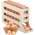 thumbnail image 1 of 4 Tiers Egg Holder for Fridge - Auto Rolling Fridge Egg Organizer, Space-Saving Egg Dispenser Holder, 30 Eggs Fridge Egg Rack Large Capacity Egg Dispenser for Refrigerator (Milk yellow), 1 of 5