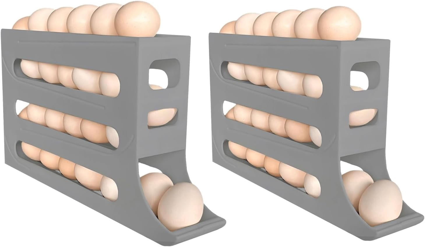 4 Tiers Egg Holder for Fridge Auto Rolling Fridge Egg Organizer Space-Saving Egg Dispenser Holder Large Capacity Eggs Dispenser Storage for Refrigerator Kichen Cabinet (Clear, 1pcs)