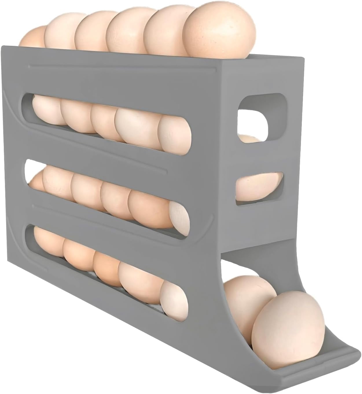 4 Tiers Egg Holder for Fridge Auto Rolling Fridge Egg Organizer Space-Saving Egg Dispenser Holder Large Capacity Eggs Dispenser Storage for Refrigerator Kichen Cabinet (Clear, 1pcs)