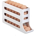 thumbnail image 1 of 4 Tiers Egg Holder for Fridge， Automatic Egg Rolling Rack, 30 Eggs Storage Rack, Egg Distributor for Refrigerator, Egg Storage Rack for Kitchen (White), 1 of 5