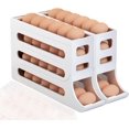 thumbnail image 1 of 4 Tiers Egg Holder for Fridge, Automatic Scrolling Egg Rack Holder, Space-Saving Large Capacity Eggs Organizer Storage 30 Egg for Fridge, Kitchen (2Pcs * Transparent), 1 of 5