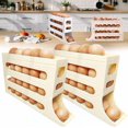 thumbnail image 1 of 4 Tiers Egg Holder for Fridge, Automatic Scrolling Egg Rack Holder Storage Box, Space-Saving Egg Dispenser Holder, Large Capacity Eggs Organizer Storage 30 Egg for Fridge, Kitchen (Transparent, 1PCS), 1 of 5