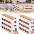 thumbnail image 1 of 4 Tiers Egg Holder for Fridge, Automatic Scrolling Egg Rack Holder Storage Box, Space-Saving Egg Dispenser Holder, Large Capacity Eggs Organizer Storage 30 Egg for Fridge, Kitchen (Transparent, 1PCS), 1 of 5