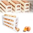 thumbnail image 1 of 4 Tiers Egg Holder for Fridge,Creative Automatic Scrolling Egg Dispenser,Household Large Capacity Space Saving Egg Organizer for Kitchen,Refrigerator,Cabinets (Frosted Transparent), 1 of 5