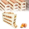 thumbnail image 1 of 4 Tiers Egg Holder for Fridge,Creative Automatic Scrolling Egg Dispenser,Household Large Capacity Space Saving Egg Organizer for Kitchen,Refrigerator,Cabinets (Frosted Transparent), 1 of 5