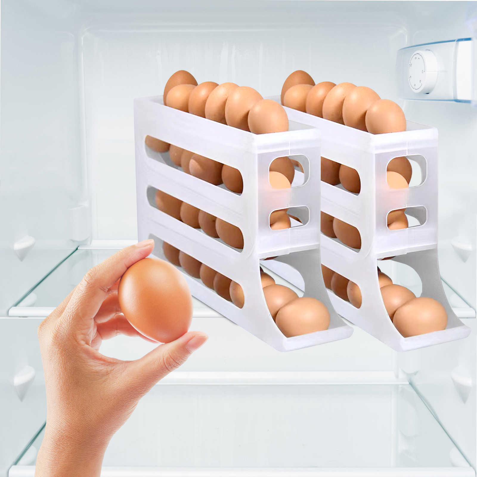 4 Tiers Egg Holder for Fridge Egg Dispenser for Refrigerator,Space