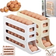 thumbnail image 1 of 4 Tiers Egg Holder for Fridge,Egg Dispenser for Refrigerator,4 Tier Rolling Egg Holder Dispenser,30 Eggs Fridge Egg Rack Large Capacity Egg Dispenser for Refrigerator (Yellow*2), 1 of 5