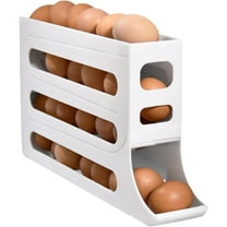 4 Tiers Egg Holder for Fridge - Space-Saving Egg Dispenser Holder, Auto Rolling Fridge Egg Organizer, 30 Eggs Fridge Egg Rack Large Capacity Egg Dispenser for Refrigerator(khaki)