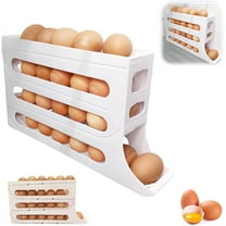 4 Tiers Egg Holder for Fridge,Space-Saving Egg Dispenser Holder,Automatic Scrolling Egg Rack Holder, Large Capacity Multi-function Egg Organizer Storage Box
