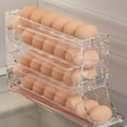 thumbnail image 1 of 4 Tiers Egg Storage For Fridge - Automatic Scrolling Egg Rack Holder Efficient Kitchen Organizer - Efficient Fridge Storage Kitchen Countertop Cabinets Storage 30 Egg (White), 1 of 5