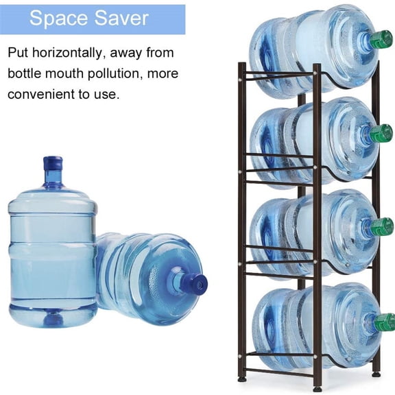 4 Tiers Gallon Water Jug Holder Brown Easy Assemble Water Bottle Storage Rack