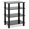 thumbnail image 1 of 4-Tiers Media Compontent TV Stand Audio Video Tower Tempered Glass Shevles for TV, Xbox, Gaming Consoles, Media Component, Device, 1 of 8