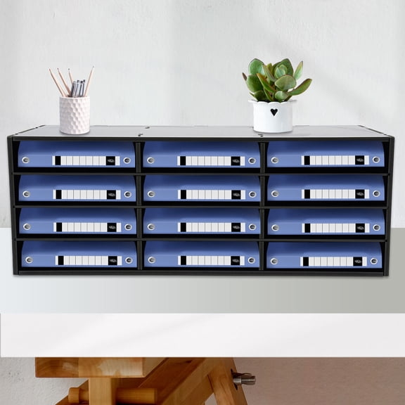 4 Tiers Modern PVC Desktop Countertop Literature Organizer Black Office Home Use NEW