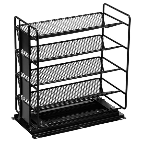4 Tiers Pull Out Spice Rack Heavy Duty Smooth Slide Out Spice Organizer Nonslip Cupboard Organizer for Kitchen Cabinets Black