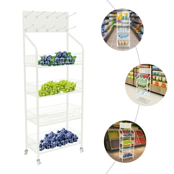 4 Tiers Retail Display Rack Stand Snack Candy Display Organizer Basket Stand Cart