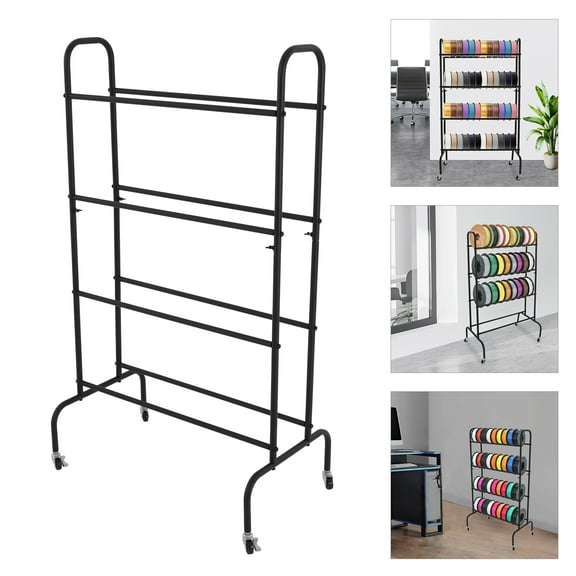 4 Tiers Rolling Filament Spool Organize Racks, Printer Filament Storage Rack, Filament Spool Holder with Wheels