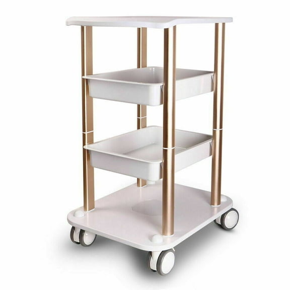 4 Tiers Rolling Trolley Cart Beauty Machine Salon SPA Organizer Stand Storage Equipment 15*19*7.5in for Use in Beauty Parlors, Barber Stores, Salons