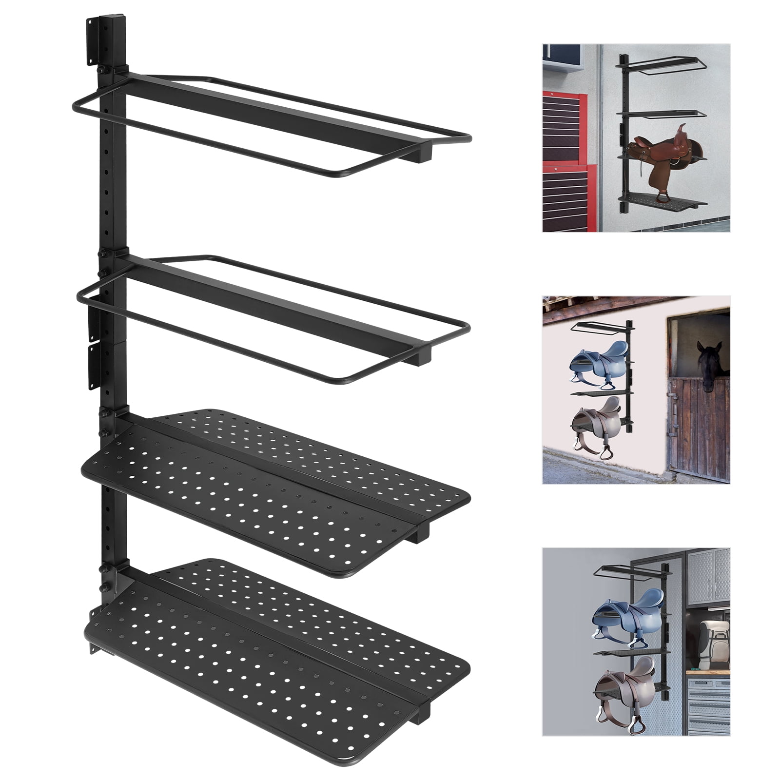 4 Tiers Saddle Storage Rack, Wall Mounted Saddle Rack Black 22.83*45 ...