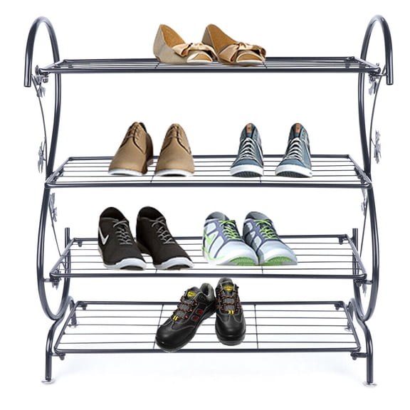 4 Tiers Shoe Rack Metal Shoes Storage Shelf Rustic Shoe Organizer Shelf Outdoor