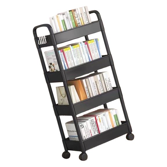 4 Tiers Snacks Organiser Cart with Adjustable Shelves Space Saving Rack Practical Storage Trolley for Household Use