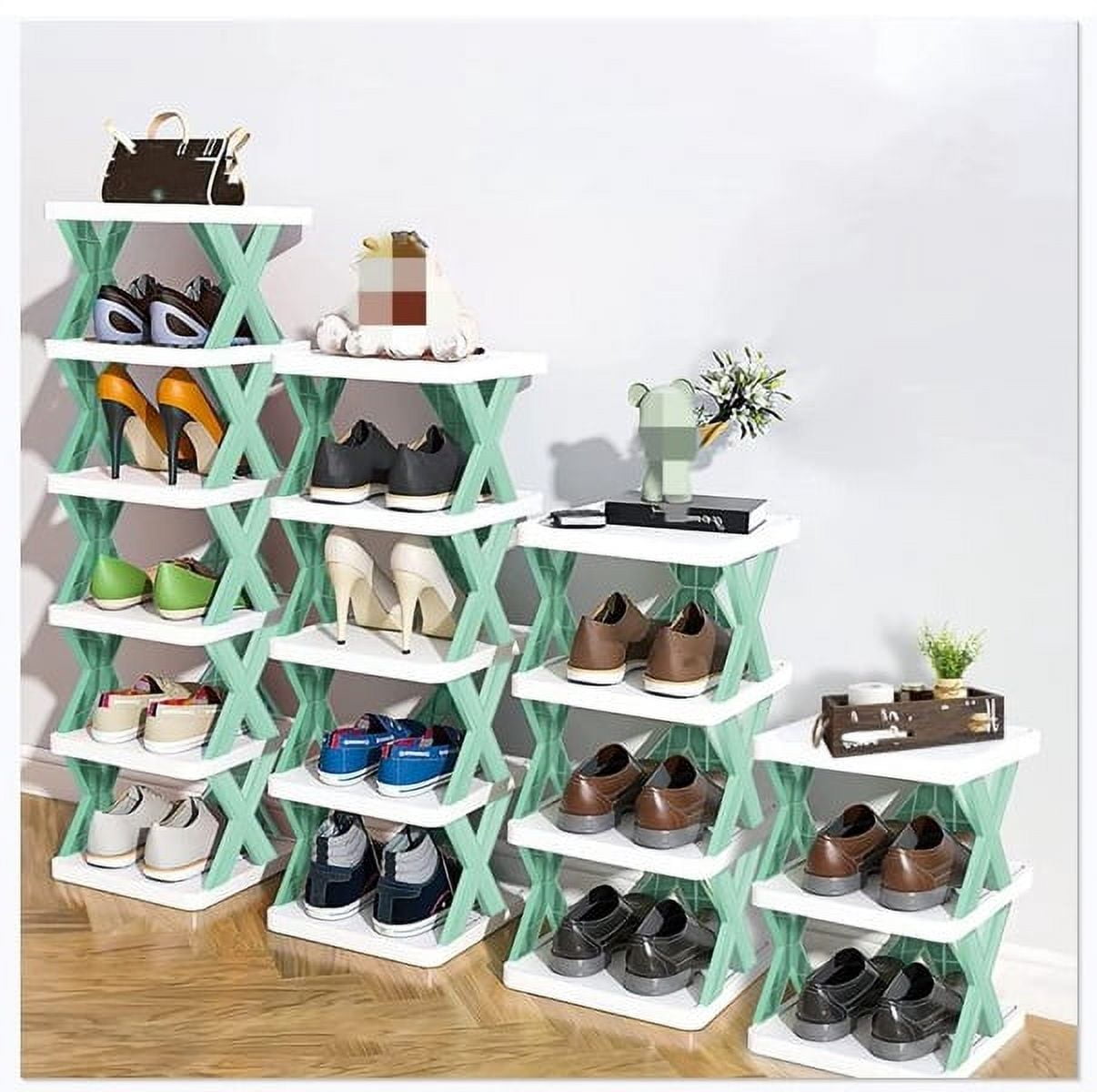 1pc Blue 9-tier Easy-to-assemble Shoe Rack With Adjustable Shelves For  Space-saving Shoe Storage And Small Objects Organization