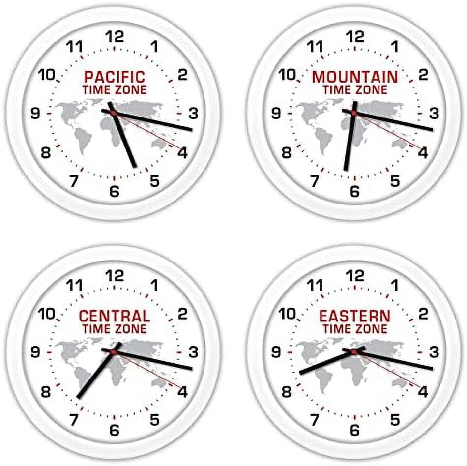 4 Time Zones Clocks White World Globe Home Decor