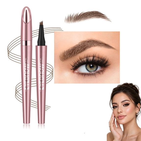 4-Tip Eyebrow Pen Fork Tip Microblading Design Waterproof Long Lasting 3D Fine Stroke Natural Brow Makeup.(#02)