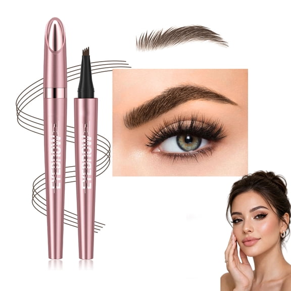 4-Tip Eyebrow Pen Fork Tip Microblading Design Waterproof Long Lasting 3D Fine Stroke Natural Brow Makeup.(#06)