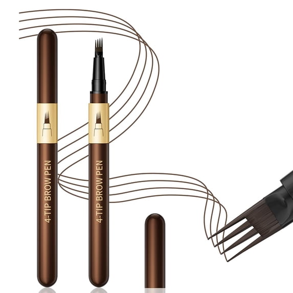 4-Tip Microblading Eyebrow Pen – Waterproof Long-Lasting Smudge-Proof Brow Pen, Creates Natural Hair-Like Strokes for Women(Brown,1PC)
