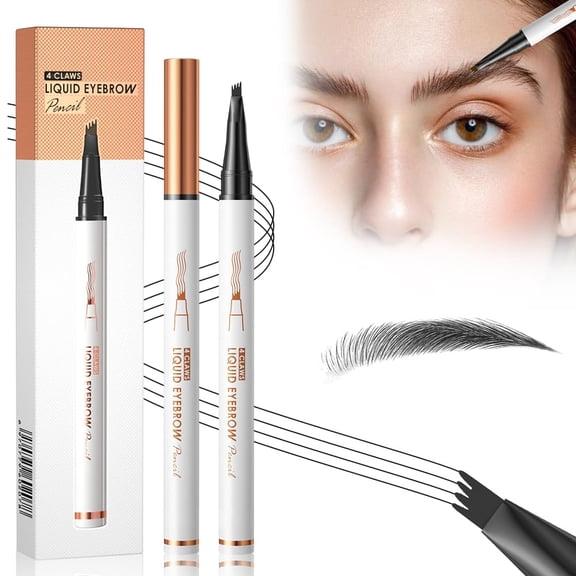 4-Tipped Precise Eyebrow Pen – Long-Lasting Waterproof Formula for Natural, Defined Brows, Easy-to-Use Design Suitable for Beginners & Professionals(Dark Brown)
