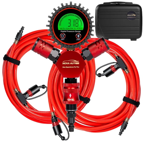 4 Tire Inflation Deflation System,Fits up to 200" Wheelbase,300psi Digital Tyre Pressure Gauge and Plastic Suitcase,4 Tire Inflation Kit for Truck,Car,Trailers,Motorcycles