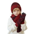 thumbnail image 1 of 4 To 10 Years Old Children Winter Hat Scarf And Gloves Three Piece Outdoor Warm And Knitted Woolen Hat Size One Size, 1 of 6